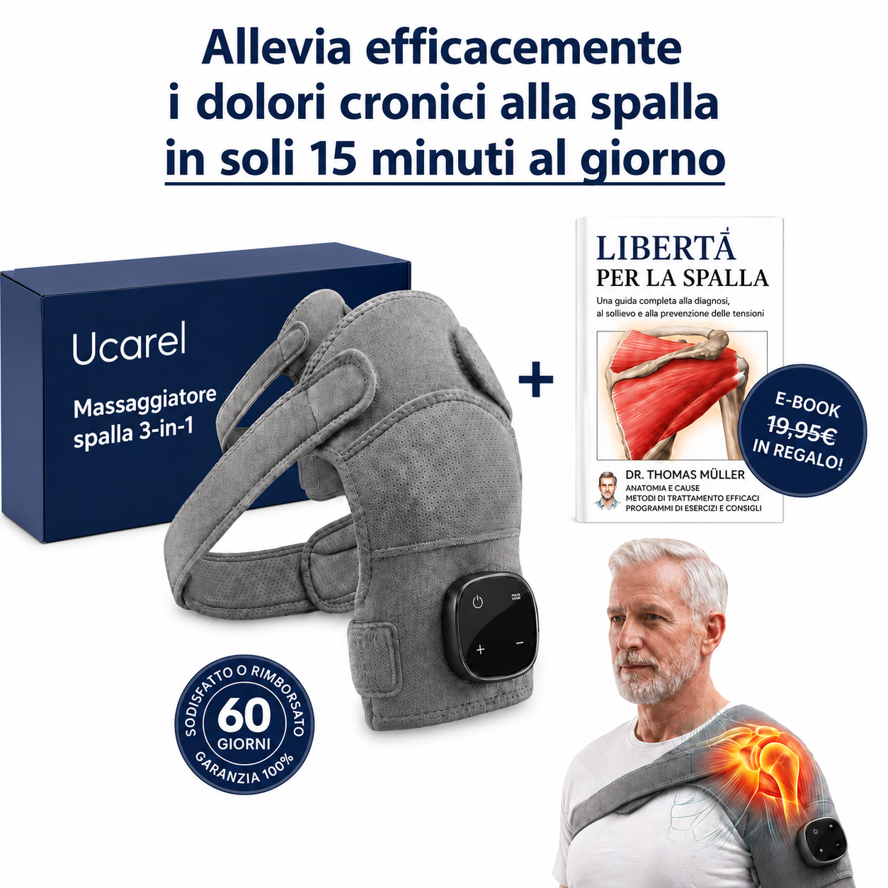 UCAREL™ Relevo Pro — Massaggiatore Spalla 3-in-1 con Tecnologia OrtoCalor™